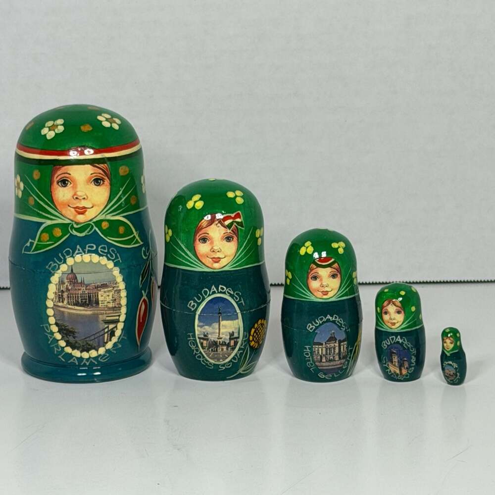 Budapest Souvenir 5-Piece Wooden Nesting Dolls Matryoshka